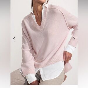 Brochu Walker Paloma pink v neck cashmere layered pullover